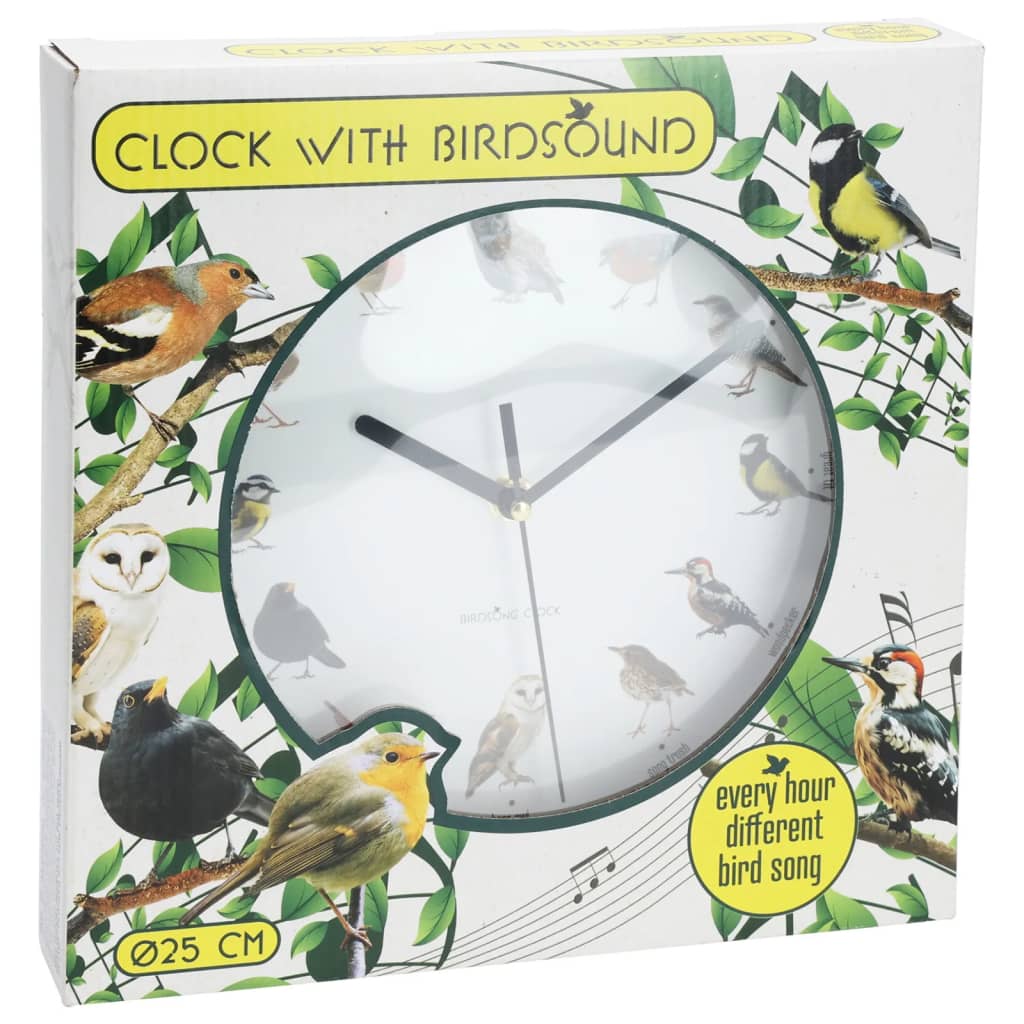 H&S Collection Horloge murale avec sons d'oiseaux 25 cm