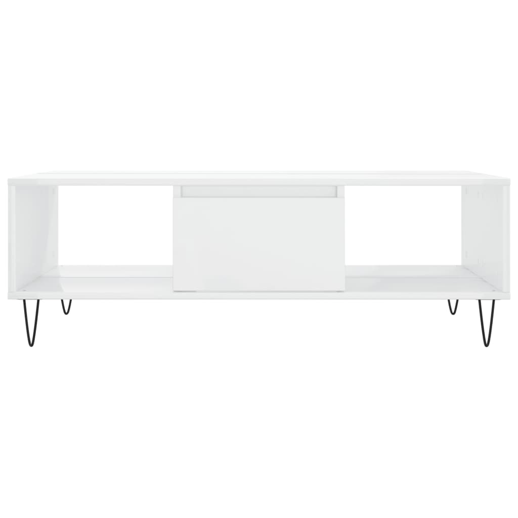 vidaXL Table basse blanc brillant 104x60x35 cm bois d'ingénierie