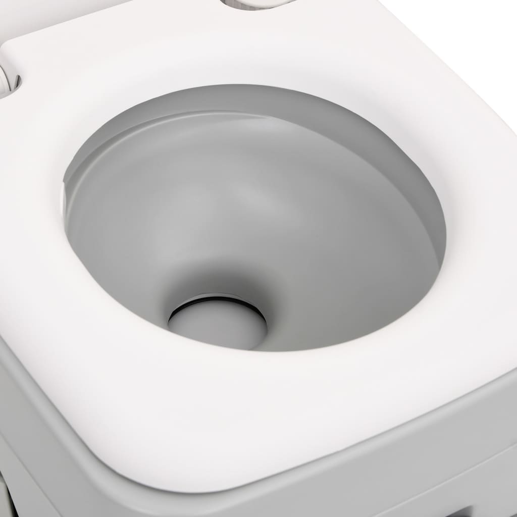 vidaXL Toilette de camping portable gris et blanc 10+10 L PEHD