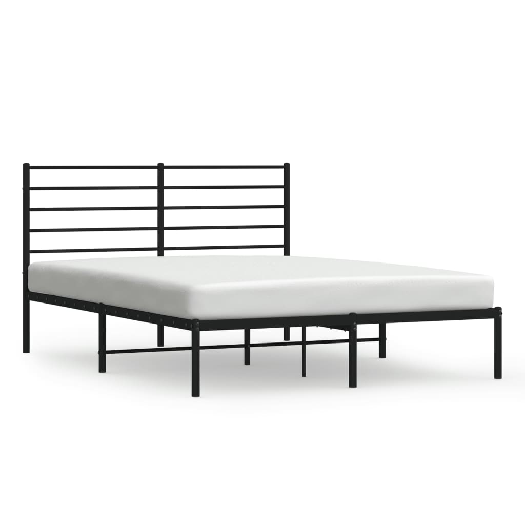 vidaXL Cadre de lit métal sans matelas avec tête de lit noir 120x200cm