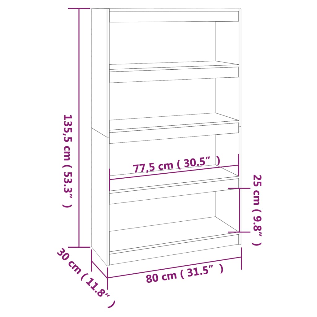 vidaXL Bibliothèque/Séparateur de pièce 80x30x135,5 cm Bois de pin