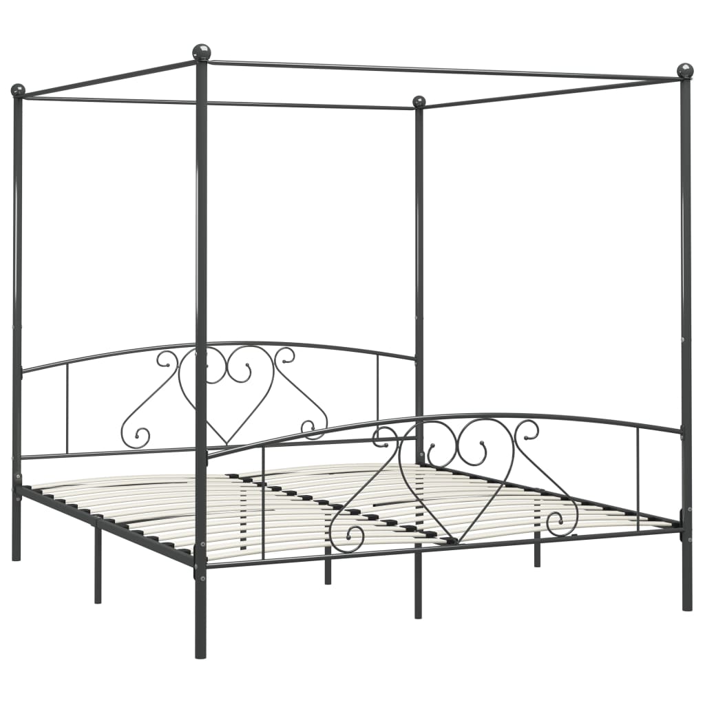 vidaXL Cadre de lit à baldaquin sans matelas gris métal 200x200 cm