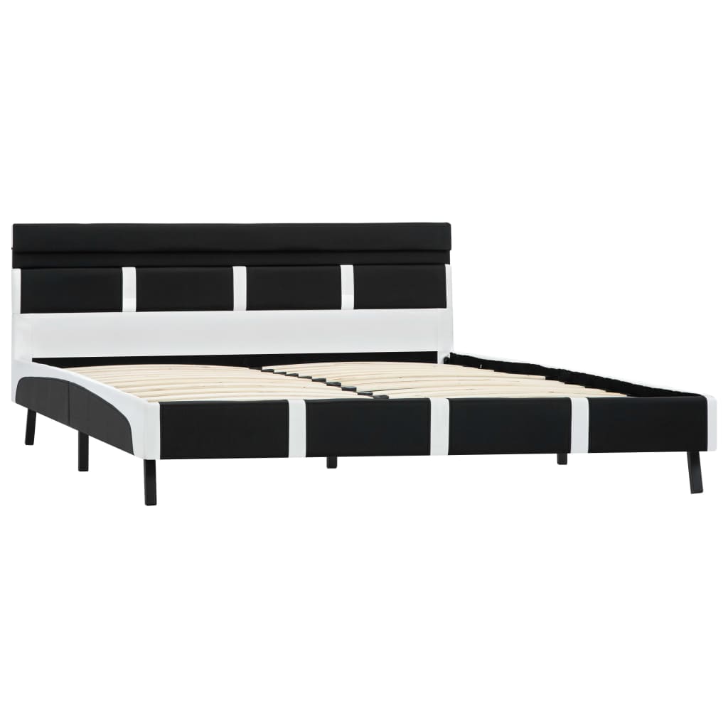 vidaXL Cadre de lit avec LED sans matelas noir 140x200 cm similicuir