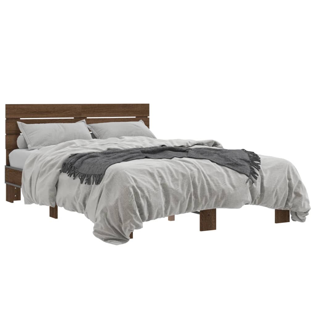 vidaXL Cadre de lit sans matelas chêne marron 135x190 cm