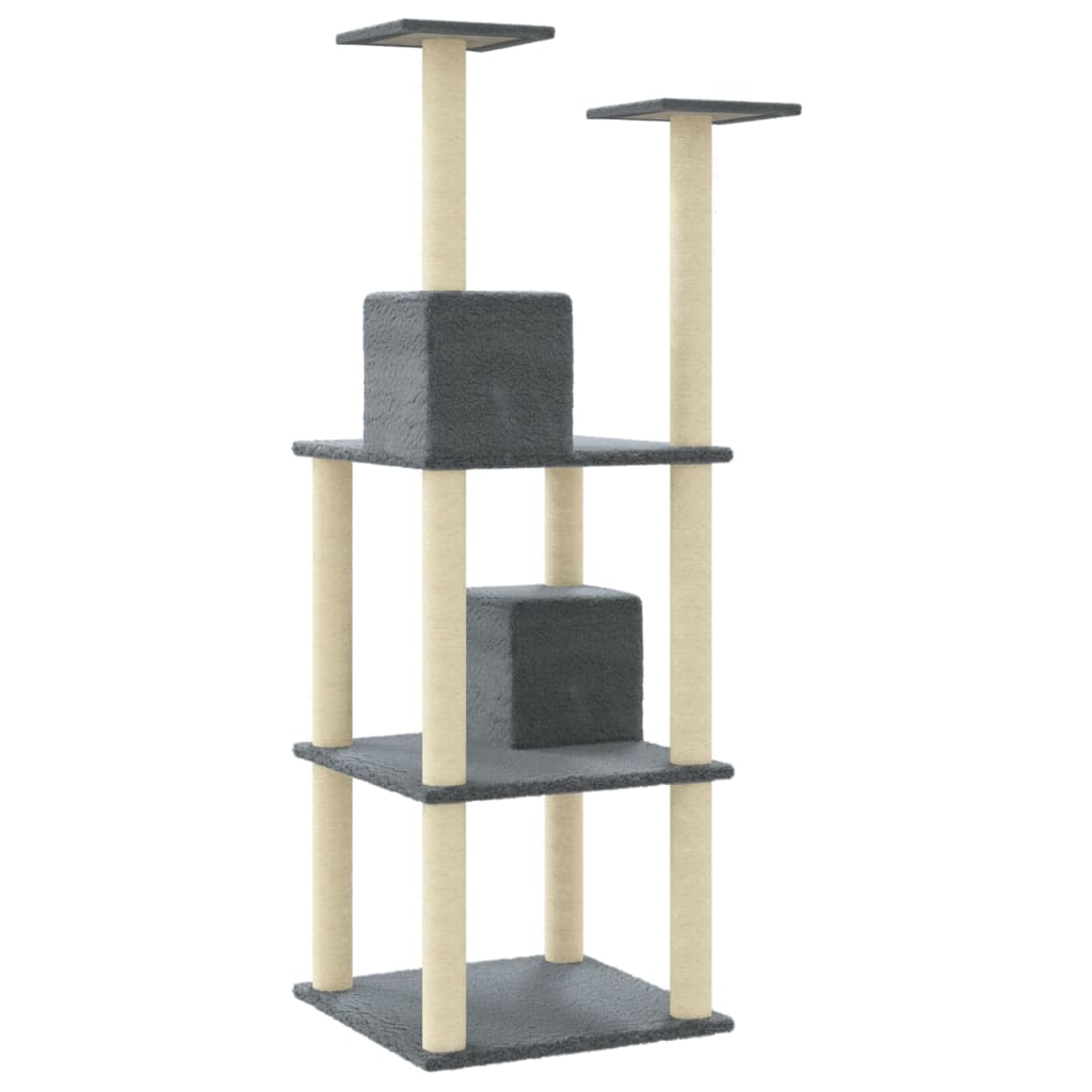 vidaXL Arbre à chat avec griffoirs en sisal Gris foncé 141 cm