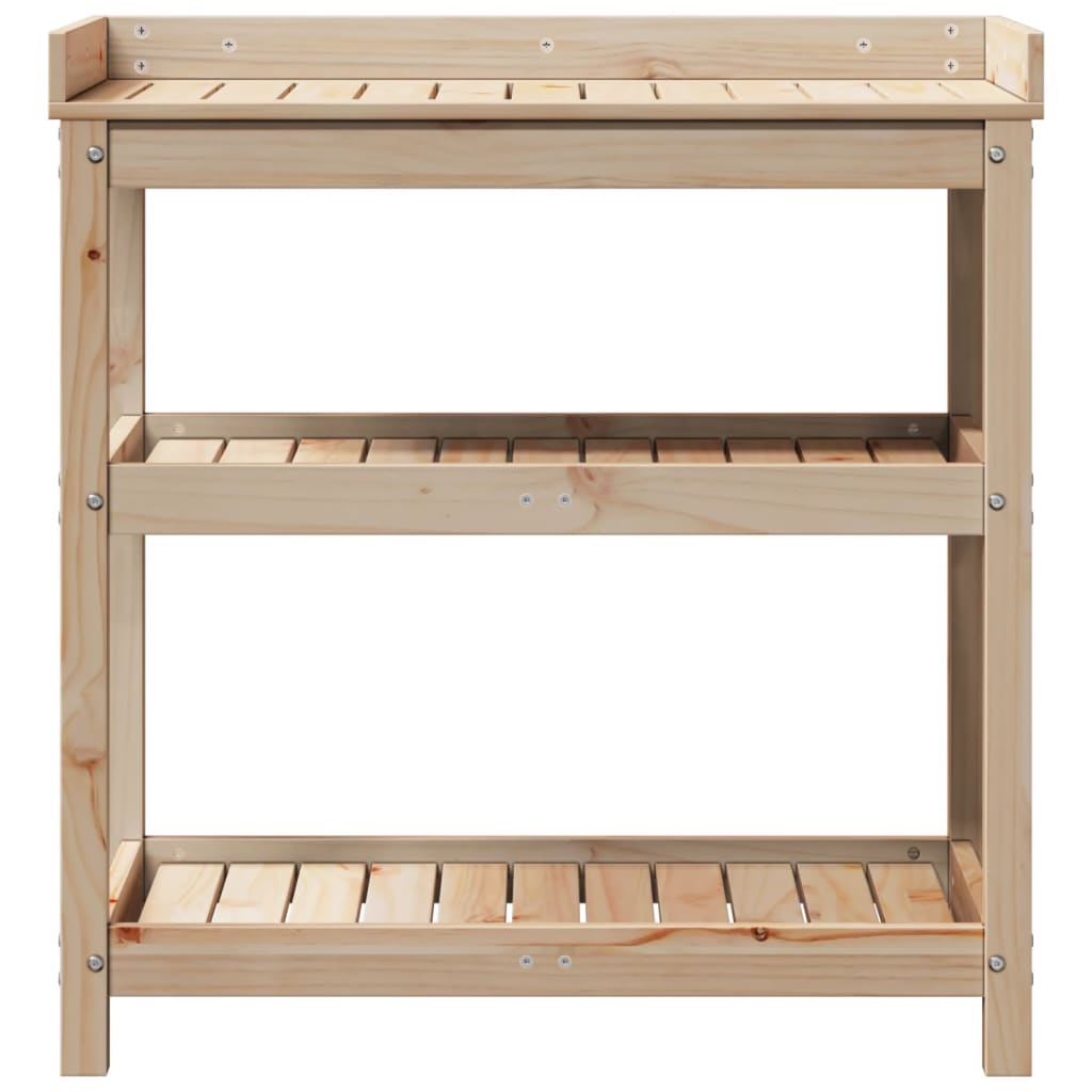 vidaXL Table de rempotage et étagères 82,5x45x86,5 cm bois massif pin