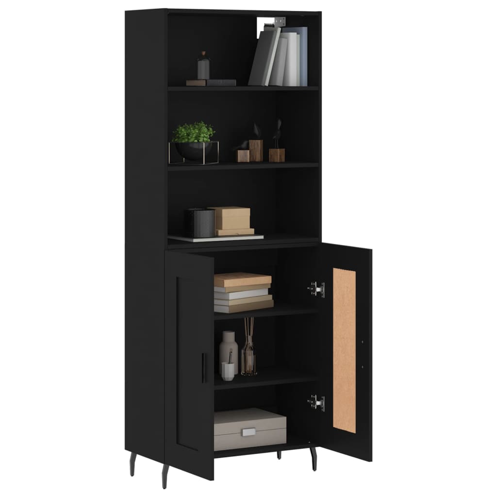 vidaXL Buffet haut Noir 69,5x34x180 cm Bois d'ingénierie