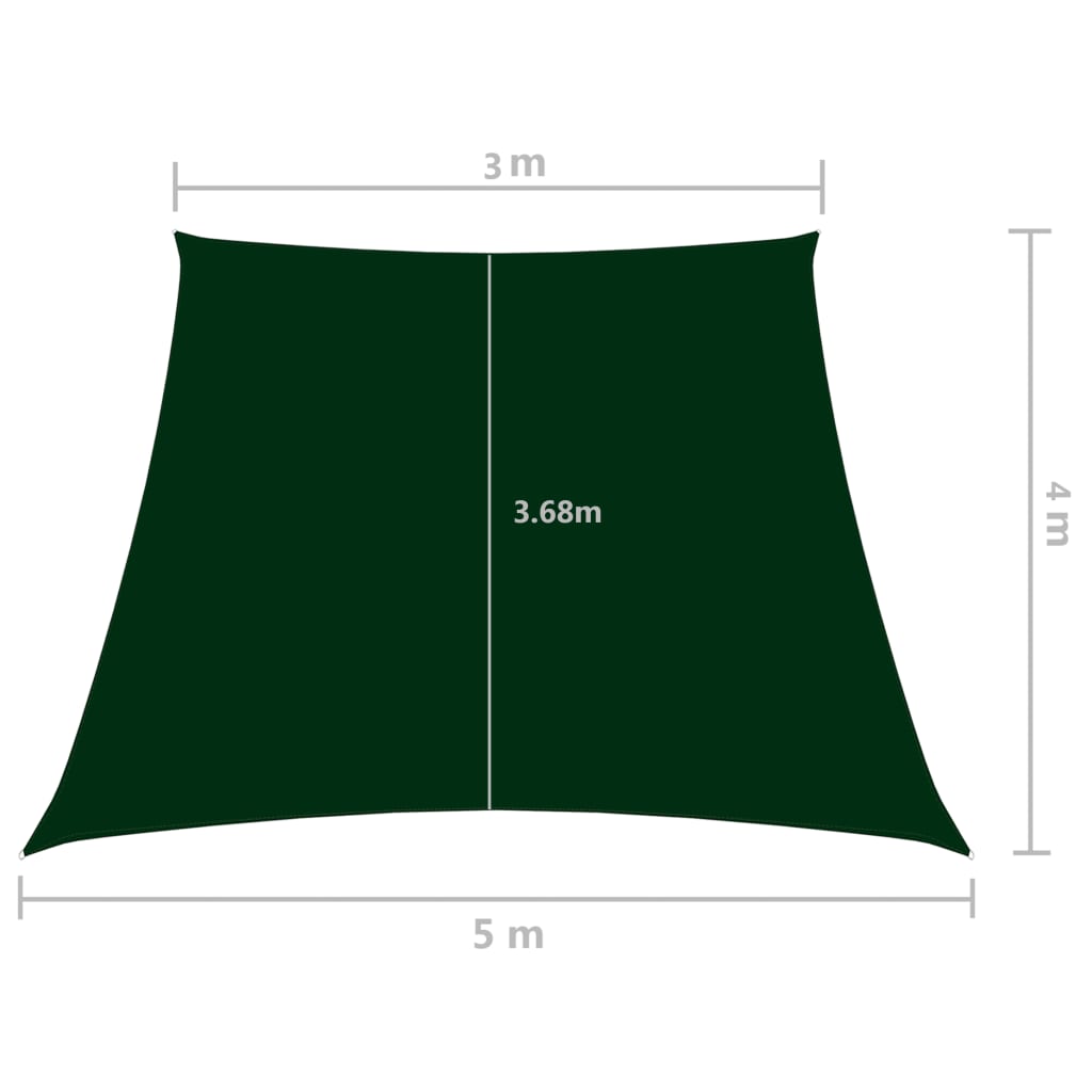 vidaXL Voile de parasol Tissu Oxford trapèze 3/5x4 m Vert foncé