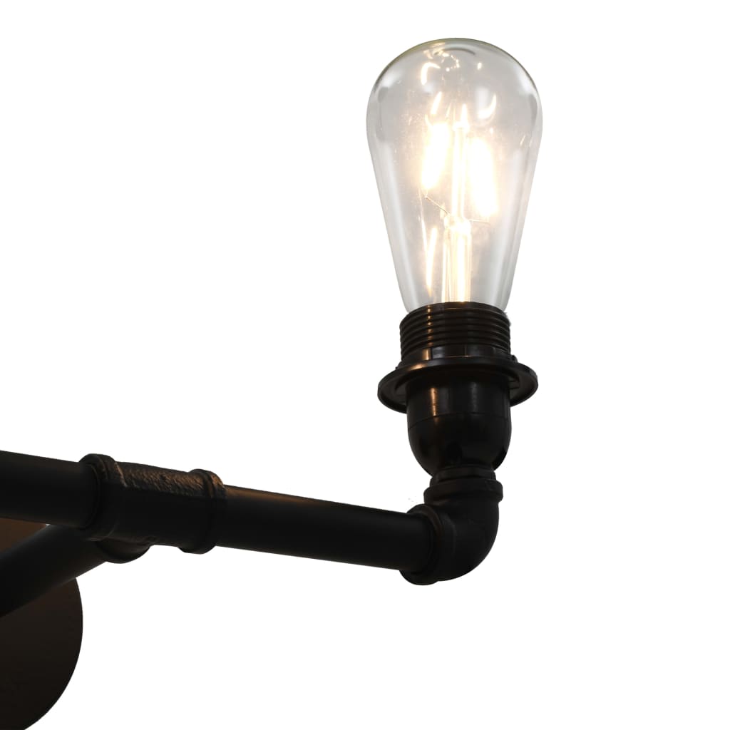 vidaXL Lampe murale à 2 voies Noir 2 ampoules E27