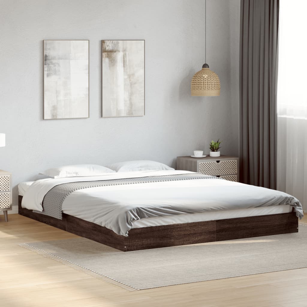 vidaXL Cadre de lit sans matelas chêne marron 150x200 cm