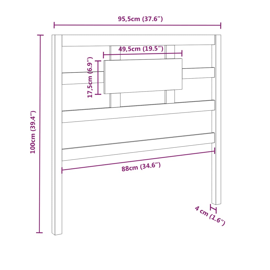 vidaXL Tête de lit Marron miel 95,5x4x100 cm Bois massif de pin