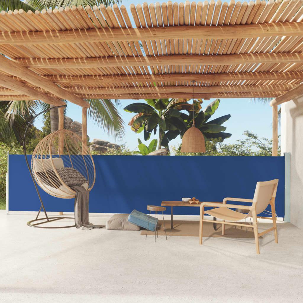 vidaXL Auvent latéral rétractable de patio 117x600 cm Bleu