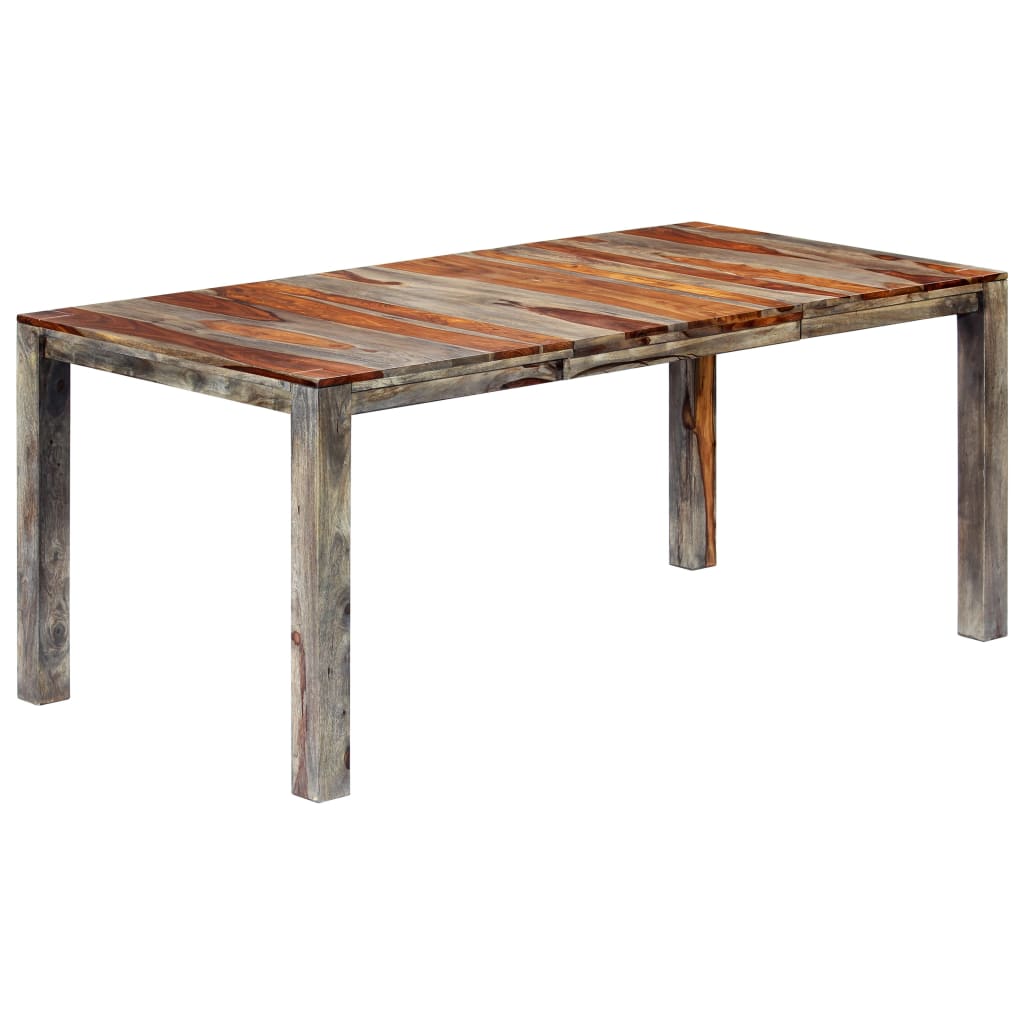 vidaXL Table à manger Gris 180x90x76 cm Bois massif