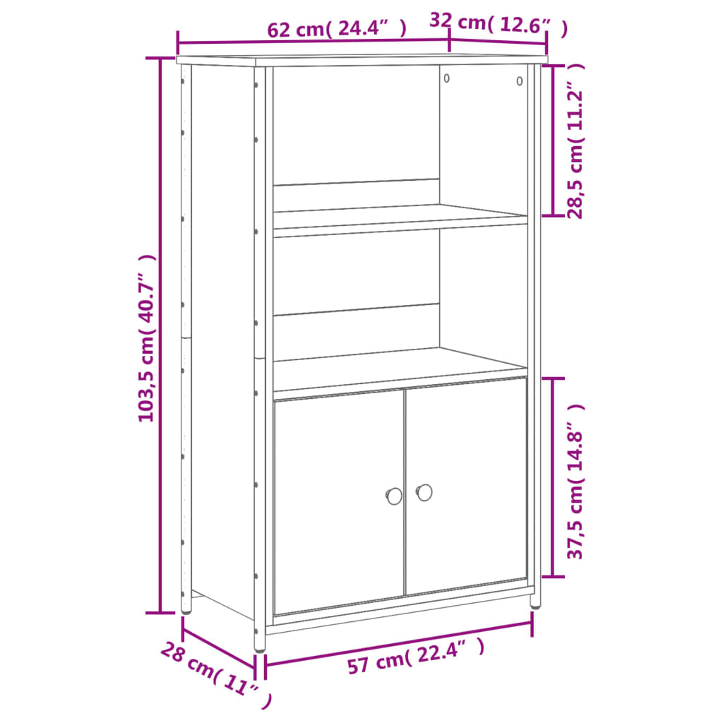 vidaXL Buffet haut chêne fumé 62x32x103,5 cm bois d'ingénierie