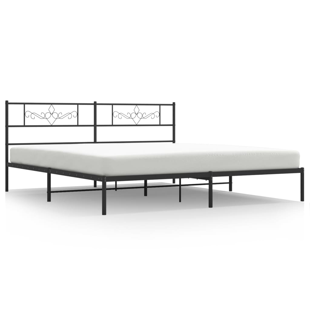 vidaXL Cadre de lit métal sans matelas avec tête de lit noir 193x203cm