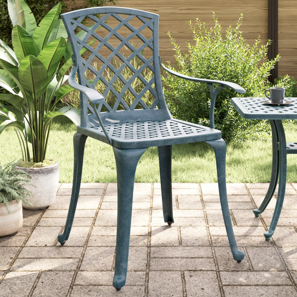 vidaXL Chaises de jardin lot de 2 vert aluminium coulé