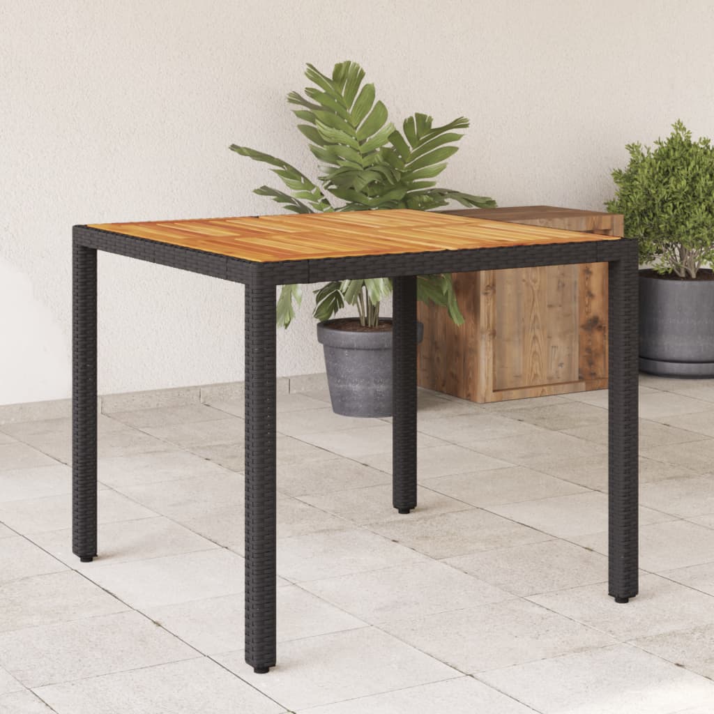 vidaXL Table de jardin et dessus en bois d'acacia noir résine tressée