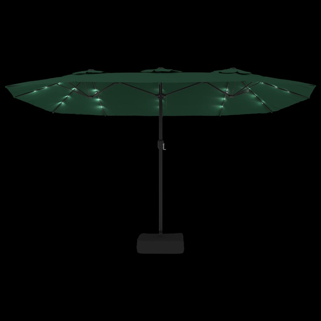 vidaXL Parasol de jardin à double tête avec LED vert 449x245 cm