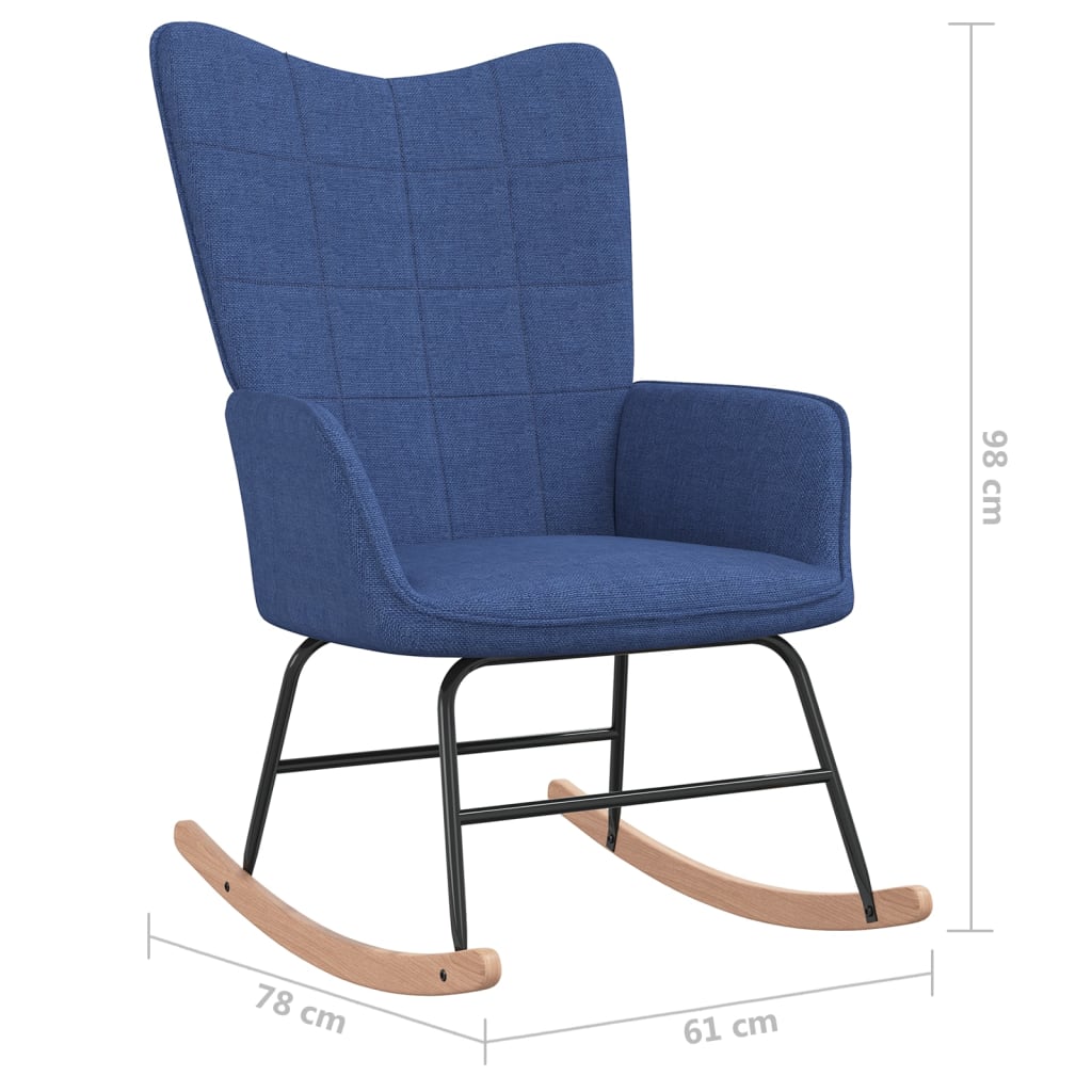 vidaXL Chaise à bascule avec tabouret Bleu Tissu