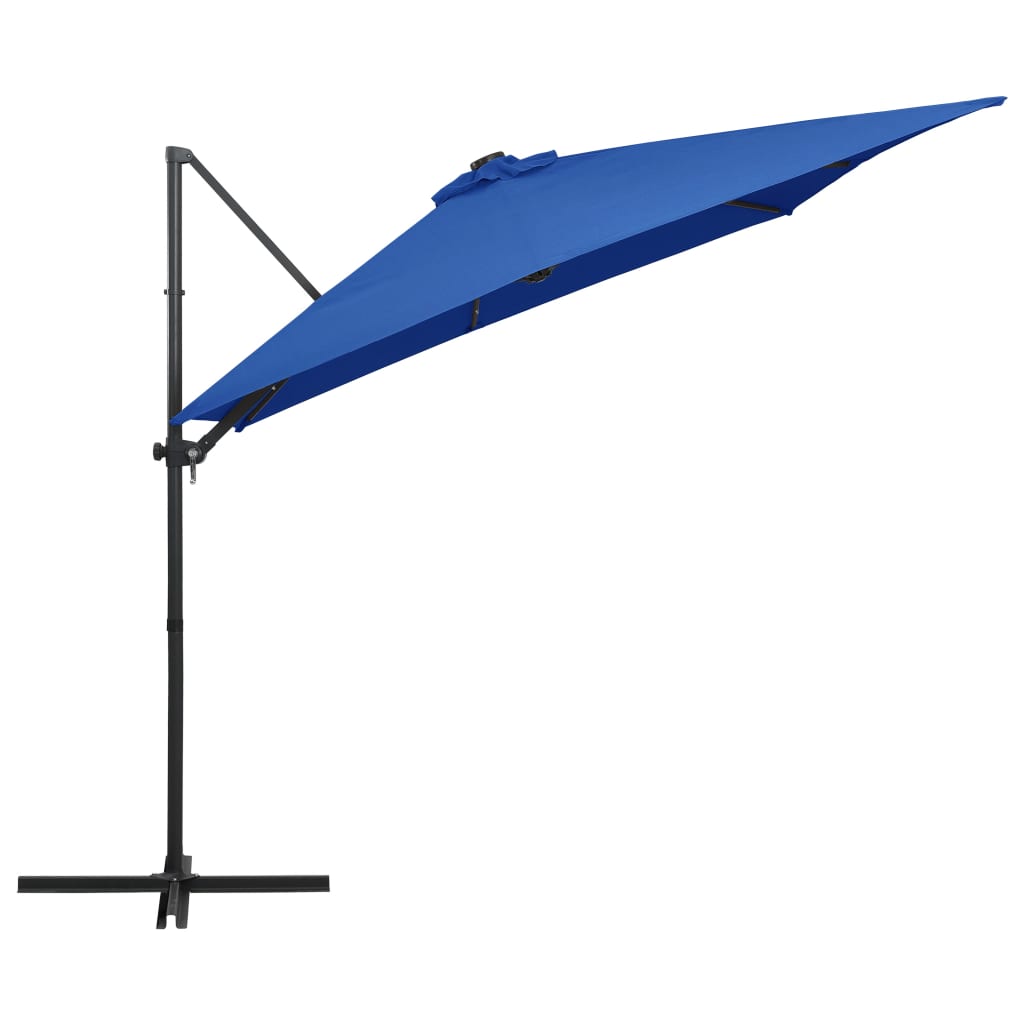 vidaXL Parasol déporté avec LED et mât en acier 250x250 cm Bleu azuré