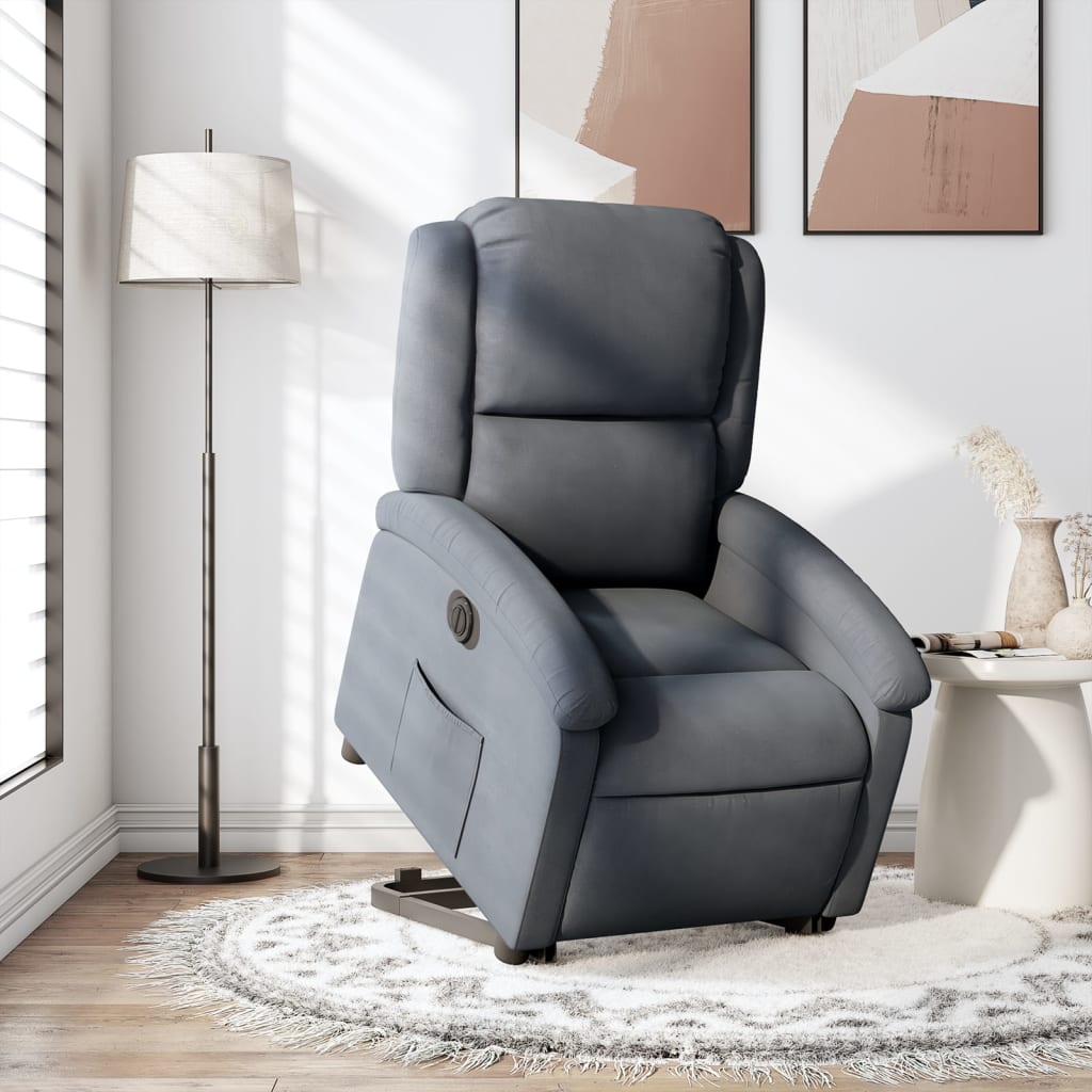 vidaXL Fauteuil inclinable électrique gris foncé velours