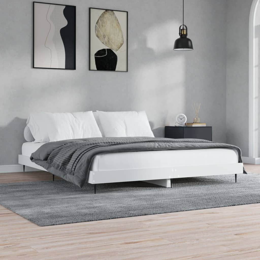 vidaXL Cadre de lit sans matelas blanc 150x200 cm bois d'ingénierie