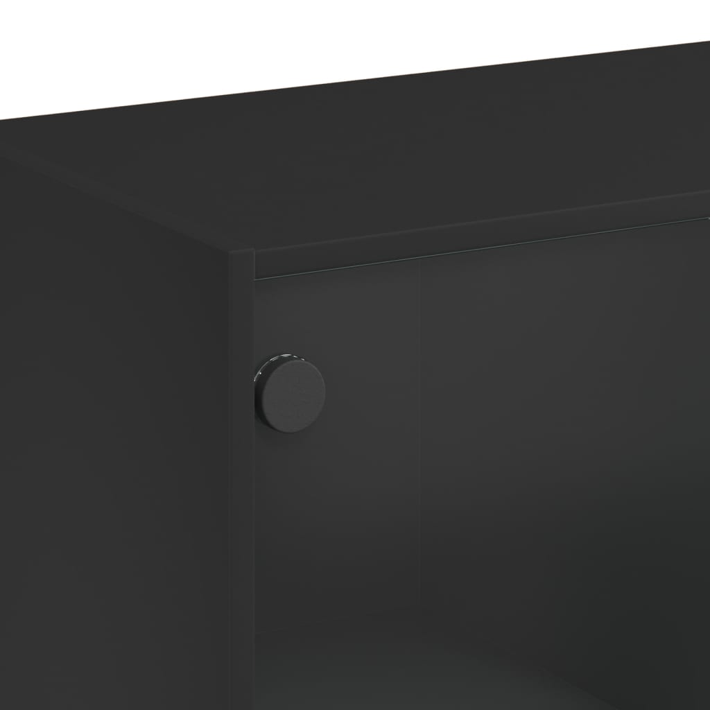 vidaXL Armoire latérale avec portes en verre noir 68x37x75,5 cm
