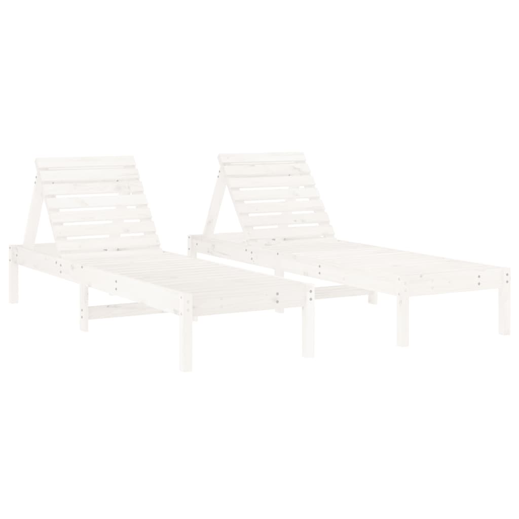vidaXL Chaises longues lot de 2 avec table blanc bois massif de pin