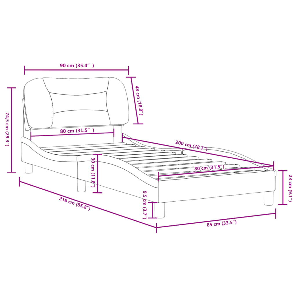 vidaXL Cadre de lit sans matelas gris foncé 80x200 cm tissu