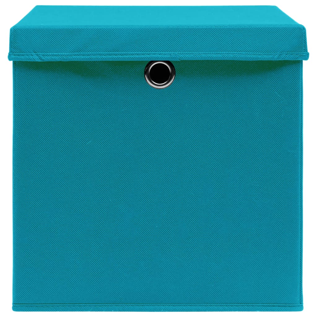 vidaXL Boîtes de rangement et couvercles 10 pcs Bleu 32x32x32 cm Tissu