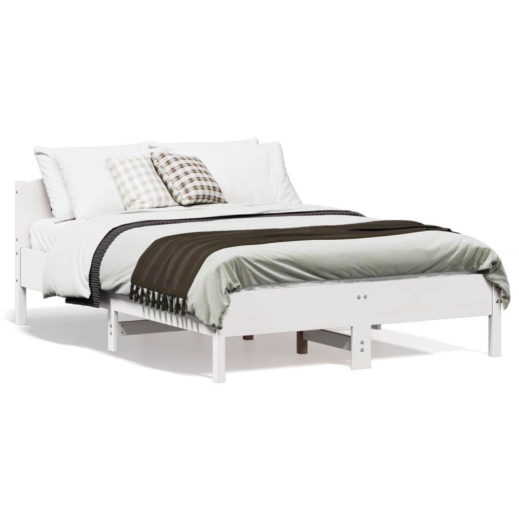 vidaXL Cadre de lit avec tête de lit blanc 120x190 cm bois pin massif