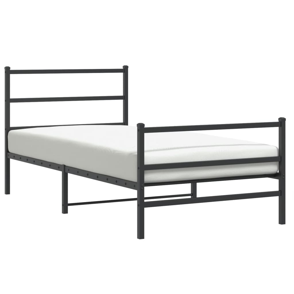 vidaXL Cadre de lit métal sans matelas avec pied de lit noir 100x190cm