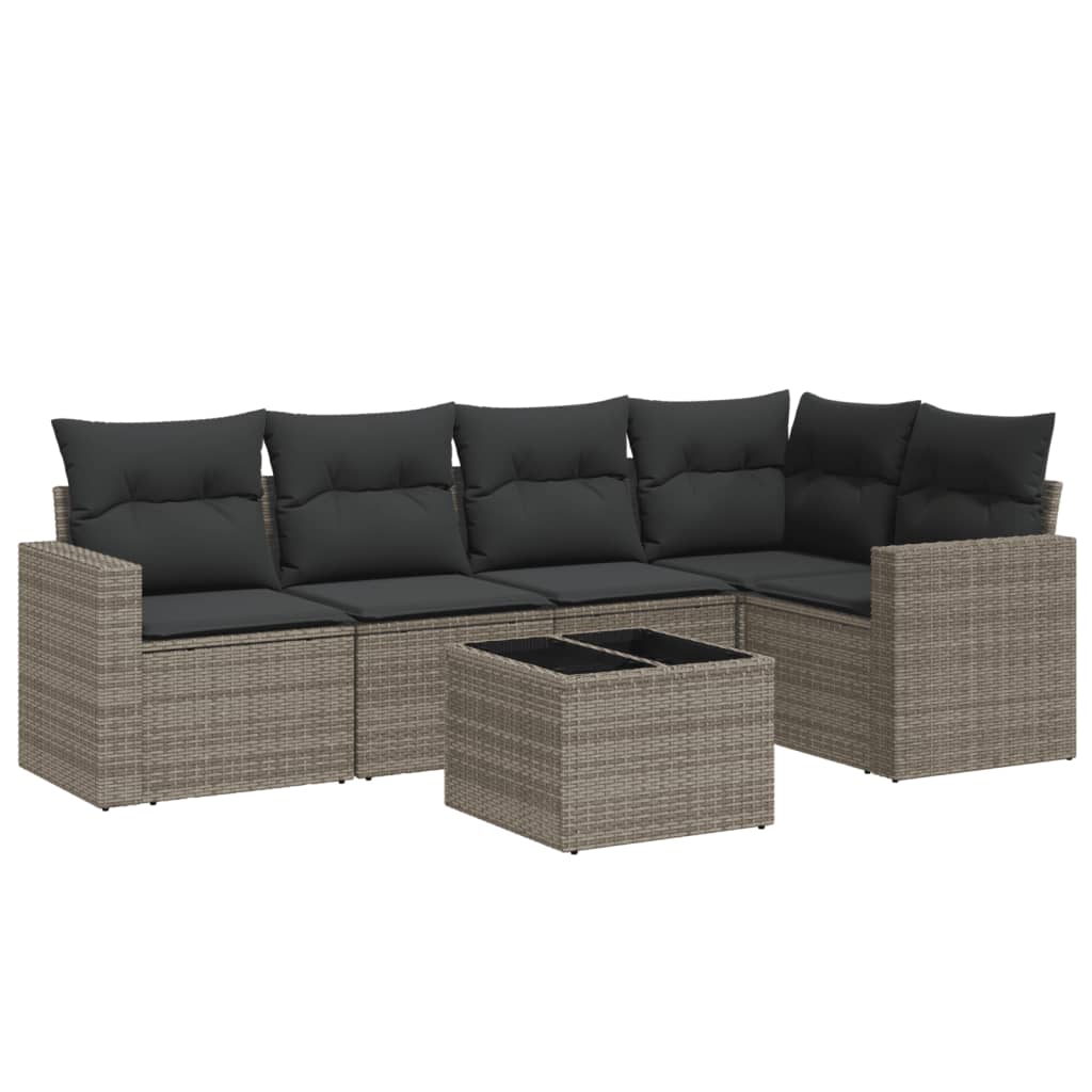 vidaXL Salon de jardin 6 pcs avec coussins gris résine tressée