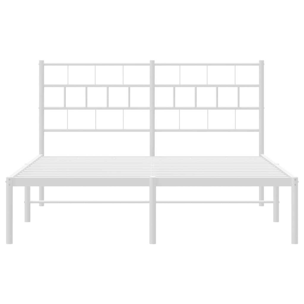 vidaXL Cadre de lit métal sans matelas et tête de lit blanc 135x190 cm