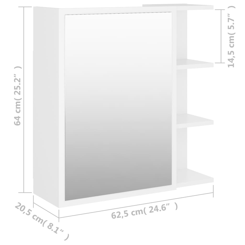 vidaXL Armoire à miroir de bain Blanc 62,5x20,5x64 cm Aggloméré