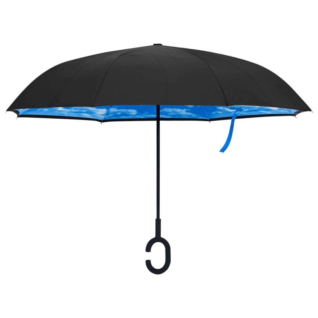 vidaXL Parapluie à poignée en C Noir 108 cm