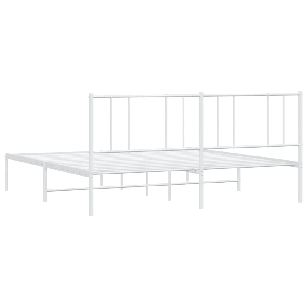 vidaXL Cadre de lit métal sans matelas et tête de lit blanc 183x213 cm