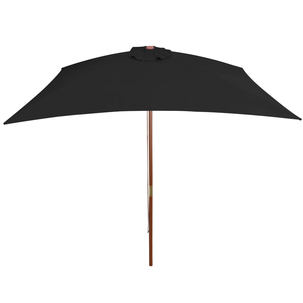 vidaXL Parasol d'extérieur avec mât en bois Noir 200x300 cm