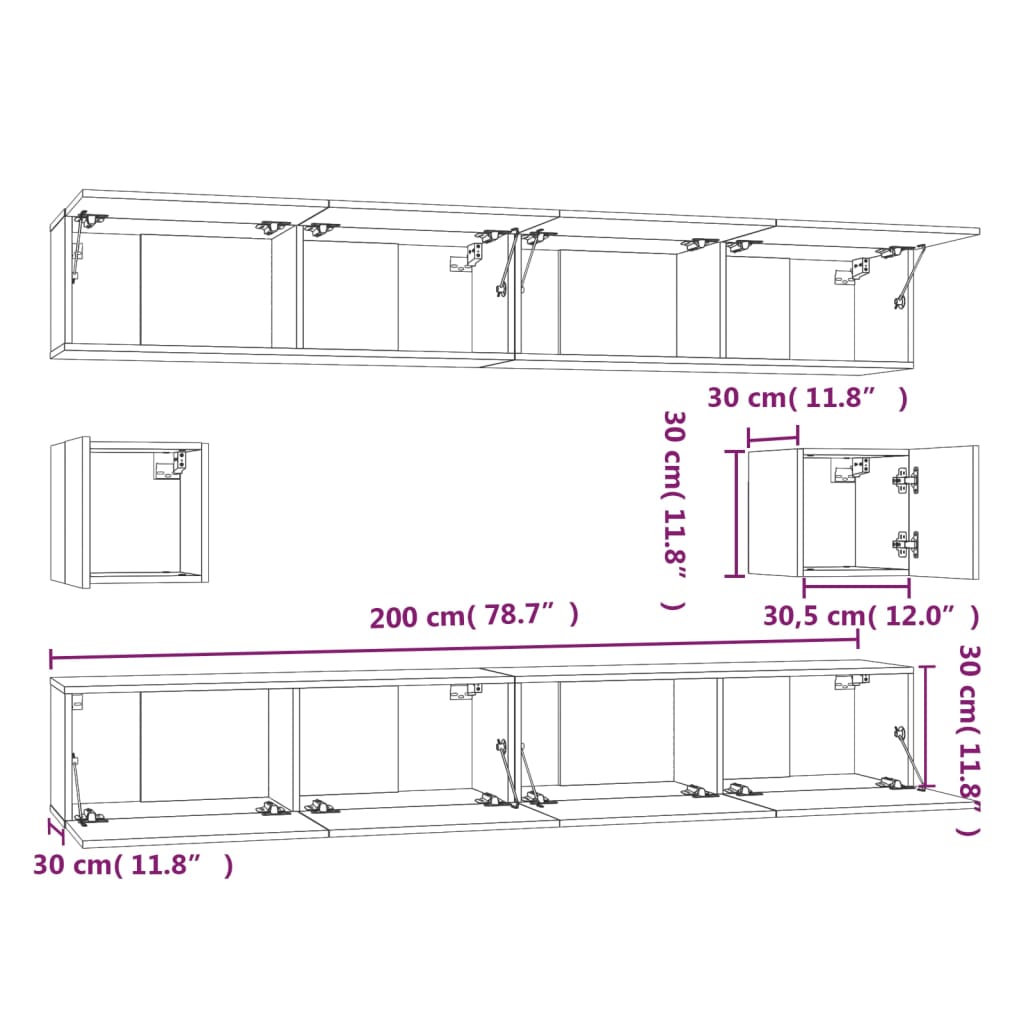 vidaXL Ensemble de meubles TV 6 pcs Blanc brillant Bois d'ingénierie