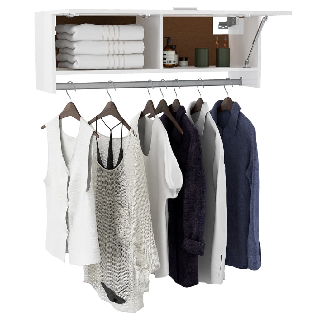 vidaXL Garde-robe blanc brillant 100x32,5x35 cm bois d'ingénierie