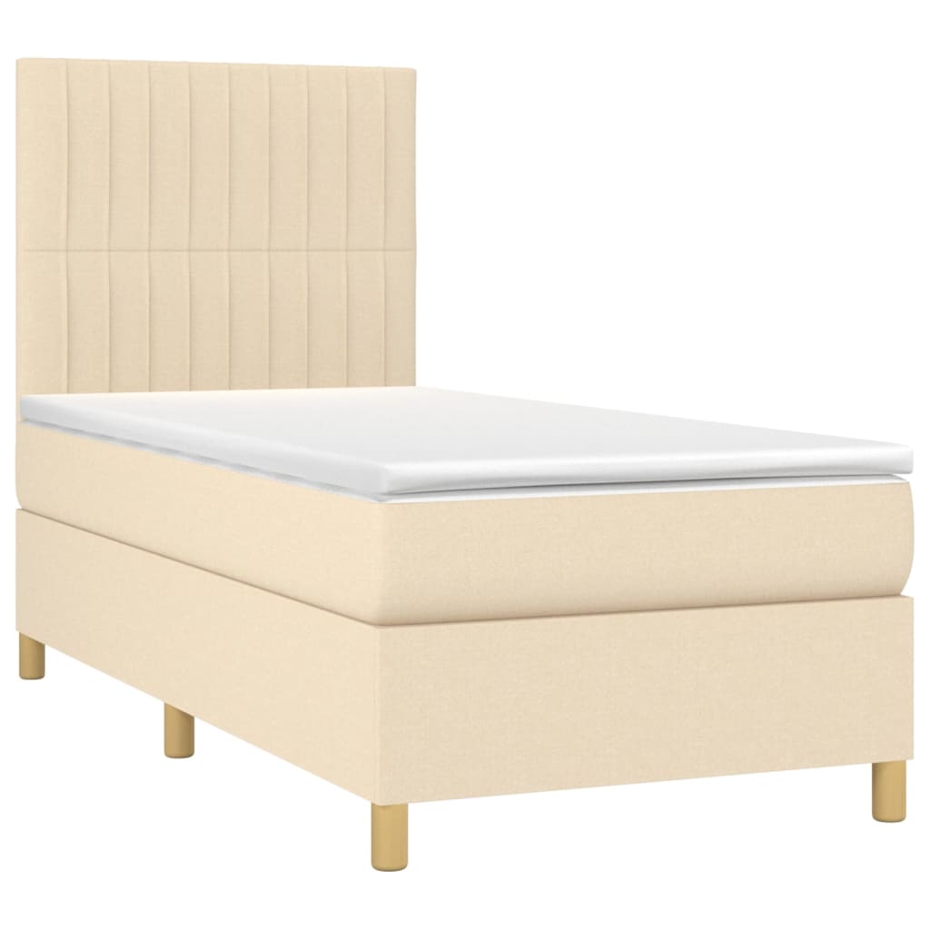 vidaXL Sommier à lattes de lit avec matelas Crème 90x200 cm Tissu