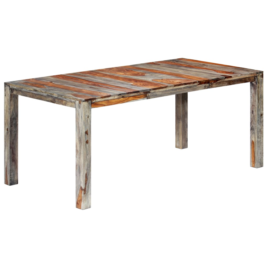 vidaXL Table à manger Gris 180x90x76 cm Bois massif