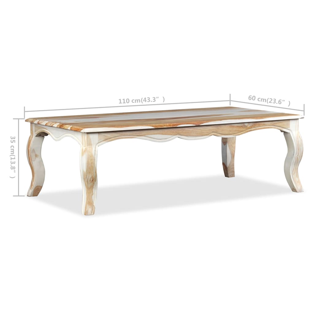 vidaXL Table basse Bois massif de Sesham 110 x 60 x 35 cm