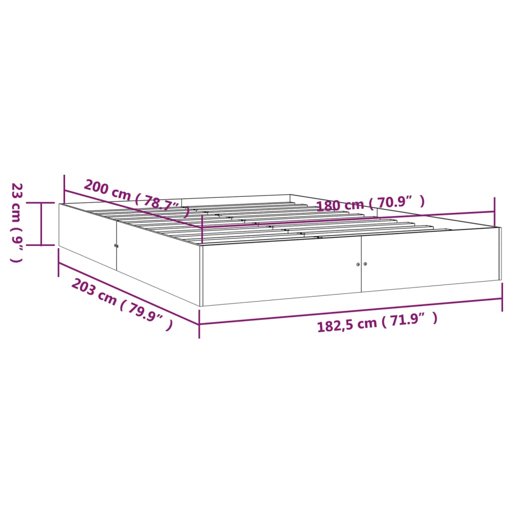 vidaXL Cadre de lit Blanc Bois massif 180x200 cm Super King