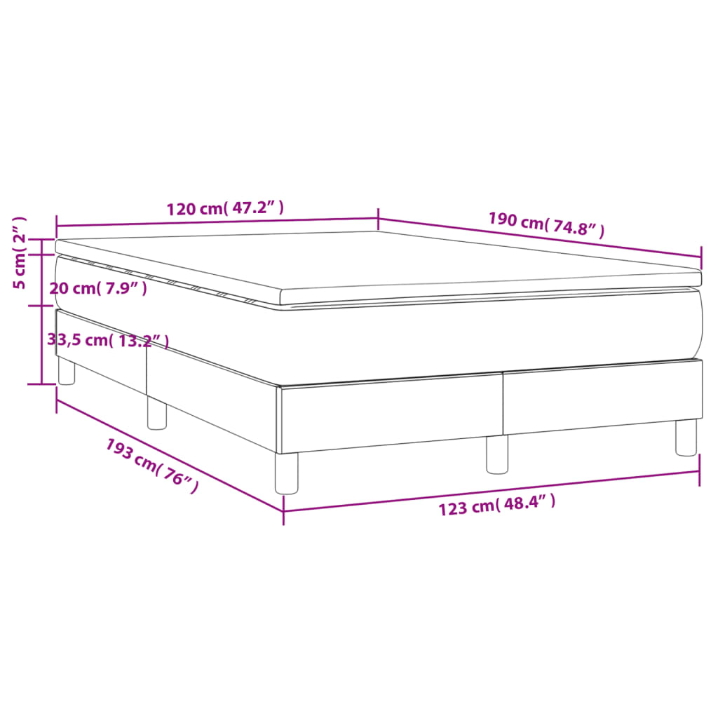 vidaXL Sommier à lattes de lit avec matelas noir 120x190 cm similicuir