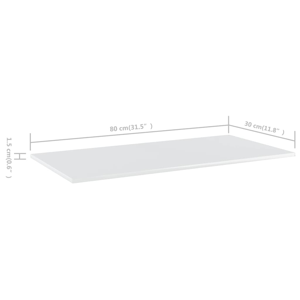 vidaXL Panneaux bibliothèque 8pcs Blanc brillant 80x30x1,5cm Aggloméré