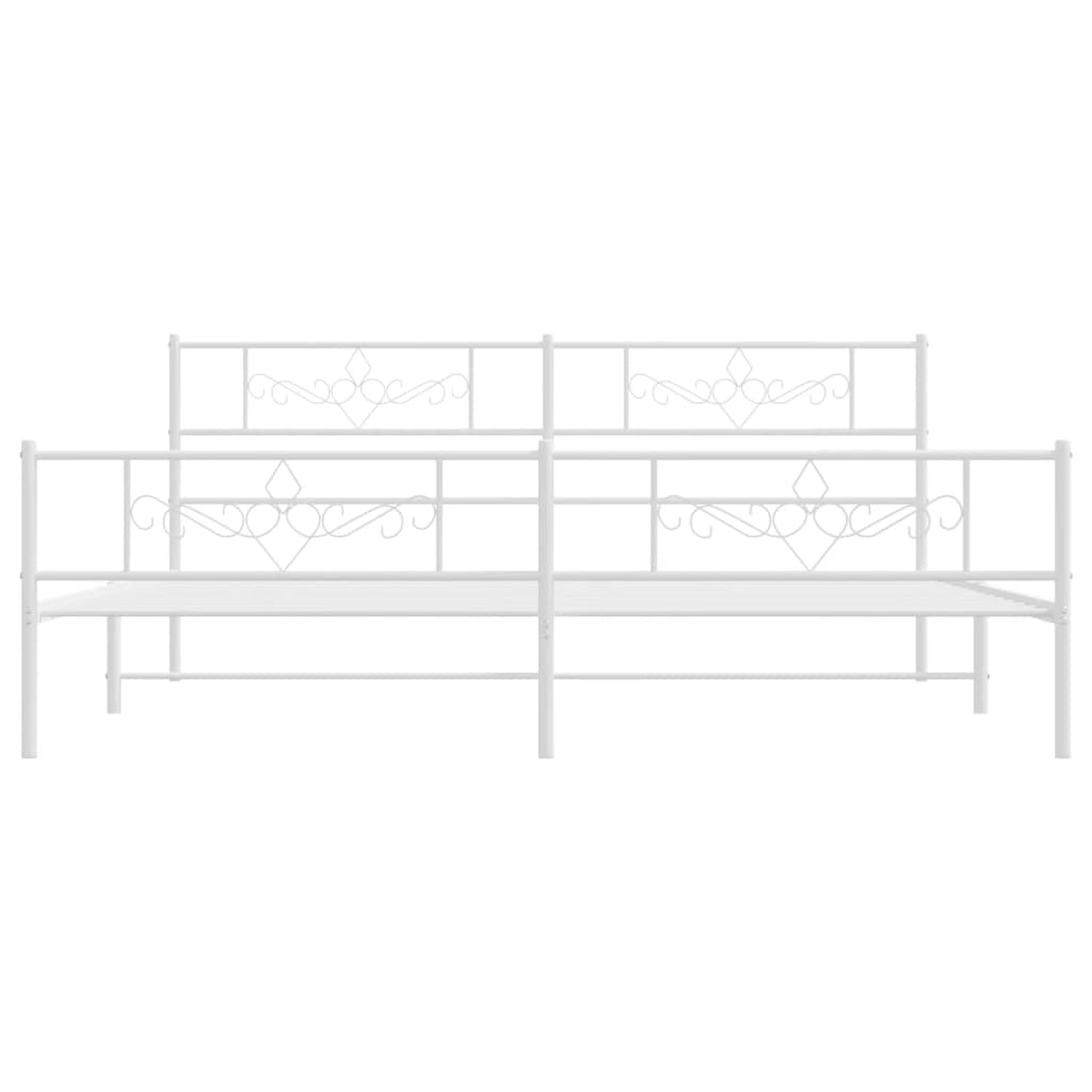 vidaXL Cadre de lit métal sans matelas et pied de lit blanc 180x200 cm