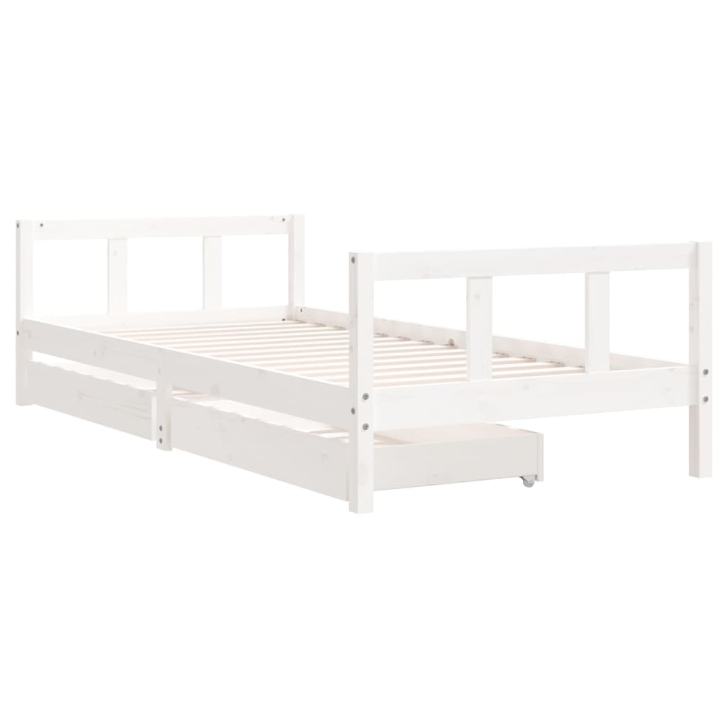 vidaXL Cadre de lit enfant tiroirs blanc 90x200 cm bois de pin massif