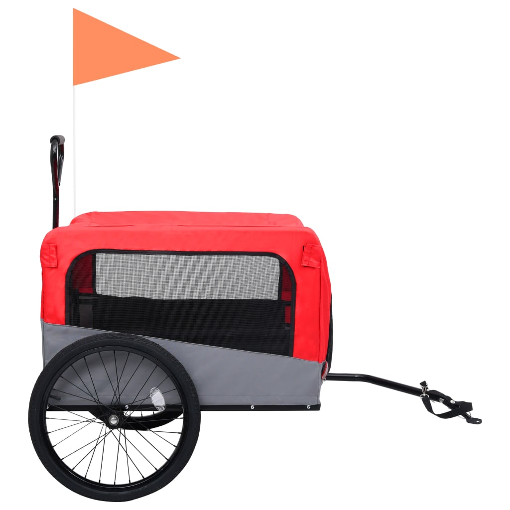 vidaXL Remorque de vélo pour chiens et poussette 2-en-1 rouge et gris