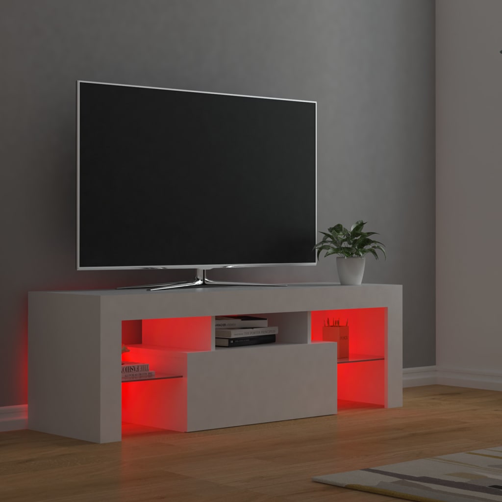 vidaXL Meuble TV avec lumières LED Blanc 120x35x40 cm
